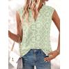 imageBTFBM Womens Summer Tops Dressy Casual 2026 Floral Eyelet Sleeveless Button Down Shirts Boho Beach Vacation OutfitsLight Green