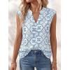 imageBTFBM Womens Summer Tops Dressy Casual 2026 Floral Eyelet Sleeveless Button Down Shirts Boho Beach Vacation OutfitsWhite Blue Flower