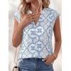 imageBTFBM Womens Summer Tops Dressy Casual 2026 Floral Eyelet Sleeveless Button Down Shirts Boho Beach Vacation OutfitsWhite Blue Flower