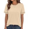 imageBTFBM Womens Summer Tops Lace Short Sleeve Shirts 2026 Spring Casual Loose Crew Neck Cotton Knit Cute Business BlousesApricot