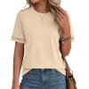 imageBTFBM Womens Summer Tops Lace Short Sleeve Shirts 2026 Spring Casual Loose Crew Neck Cotton Knit Cute Business BlousesApricot