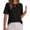 imageBTFBM Womens Summer Tops Lace Short Sleeve Shirts 2026 Spring Casual Loose Crew Neck Cotton Knit Cute Business BlousesBlack