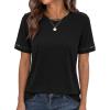 imageBTFBM Womens Summer Tops Lace Short Sleeve Shirts 2026 Spring Casual Loose Crew Neck Cotton Knit Cute Business BlousesBlack