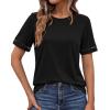 imageBTFBM Womens Summer Tops Lace Short Sleeve Shirts 2026 Spring Casual Loose Crew Neck Cotton Knit Cute Business BlousesBlack
