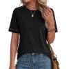 imageBTFBM Womens Summer Tops Lace Short Sleeve Shirts 2026 Spring Casual Loose Crew Neck Cotton Knit Cute Business BlousesBlack