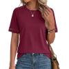 imageBTFBM Womens Summer Tops Lace Short Sleeve Shirts 2026 Spring Casual Loose Crew Neck Cotton Knit Cute Business BlousesBurgundy