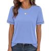 imageBTFBM Womens Summer Tops Lace Short Sleeve Shirts 2026 Spring Casual Loose Crew Neck Cotton Knit Cute Business BlousesLight Blue