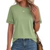 imageBTFBM Womens Summer Tops Lace Short Sleeve Shirts 2026 Spring Casual Loose Crew Neck Cotton Knit Cute Business BlousesLight Green