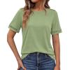 imageBTFBM Womens Summer Tops Lace Short Sleeve Shirts 2026 Spring Casual Loose Crew Neck Cotton Knit Cute Business BlousesLight Green