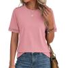 imageBTFBM Womens Summer Tops Lace Short Sleeve Shirts 2026 Spring Casual Loose Crew Neck Cotton Knit Cute Business BlousesPink