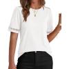 imageBTFBM Womens Summer Tops Lace Short Sleeve Shirts 2026 Spring Casual Loose Crew Neck Cotton Knit Cute Business BlousesWhite