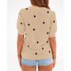 imageBTFBM Womens Sweaters Polka Dot Short Sleeve Sweater for Women Crew Neck Knit Summer Tops Business Dressy Casual BlousesApricot