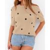 imageBTFBM Womens Sweaters Polka Dot Short Sleeve Sweater for Women Crew Neck Knit Summer Tops Business Dressy Casual BlousesApricot