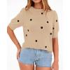 imageBTFBM Womens Sweaters Polka Dot Short Sleeve Sweater for Women Crew Neck Knit Summer Tops Business Dressy Casual BlousesApricot