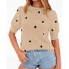 imageBTFBM Womens Sweaters Polka Dot Short Sleeve Sweater for Women Crew Neck Knit Summer Tops Business Dressy Casual BlousesApricot