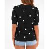 imageBTFBM Womens Sweaters Polka Dot Short Sleeve Sweater for Women Crew Neck Knit Summer Tops Business Dressy Casual BlousesBlack
