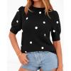 imageBTFBM Womens Sweaters Polka Dot Short Sleeve Sweater for Women Crew Neck Knit Summer Tops Business Dressy Casual BlousesBlack