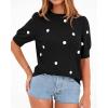 imageBTFBM Womens Sweaters Polka Dot Short Sleeve Sweater for Women Crew Neck Knit Summer Tops Business Dressy Casual BlousesBlack