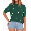 imageBTFBM Womens Sweaters Polka Dot Short Sleeve Sweater for Women Crew Neck Knit Summer Tops Business Dressy Casual BlousesDark Green