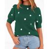 imageBTFBM Womens Sweaters Polka Dot Short Sleeve Sweater for Women Crew Neck Knit Summer Tops Business Dressy Casual BlousesDark Green