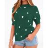 imageBTFBM Womens Sweaters Polka Dot Short Sleeve Sweater for Women Crew Neck Knit Summer Tops Business Dressy Casual BlousesDark Green