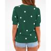 imageBTFBM Womens Sweaters Polka Dot Short Sleeve Sweater for Women Crew Neck Knit Summer Tops Business Dressy Casual BlousesDark Green