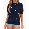 imageBTFBM Womens Sweaters Polka Dot Short Sleeve Sweater for Women Crew Neck Knit Summer Tops Business Dressy Casual BlousesNavy