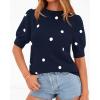 imageBTFBM Womens Sweaters Polka Dot Short Sleeve Sweater for Women Crew Neck Knit Summer Tops Business Dressy Casual BlousesNavy