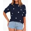 imageBTFBM Womens Sweaters Polka Dot Short Sleeve Sweater for Women Crew Neck Knit Summer Tops Business Dressy Casual BlousesNavy
