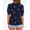 imageBTFBM Womens Sweaters Polka Dot Short Sleeve Sweater for Women Crew Neck Knit Summer Tops Business Dressy Casual BlousesNavy
