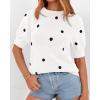 imageBTFBM Womens Sweaters Polka Dot Short Sleeve Sweater for Women Crew Neck Knit Summer Tops Business Dressy Casual BlousesWhite