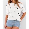 imageBTFBM Womens Sweaters Polka Dot Short Sleeve Sweater for Women Crew Neck Knit Summer Tops Business Dressy Casual BlousesWhite