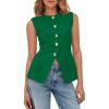 imageBTFBM Blazers for Women Vest Tops Business Casual Outfits Button Down Sleeveless Pockets Office Work Clothes Spring 2026Green