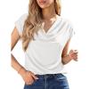 imageBTFBM Cowl Neck Tops for Women 2026 Spring Womens Tops Dressy Casual Business Blouses Short Sleeve Shirts Summer OutfitsWhite