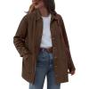 imageBTFBM Faux Suede Jacket Women Fall Fashion 2026 Leather Jackets Long Sleeve Button Down Winter Coats Shackets OuterwearDark Brown