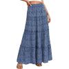 imageBTFBM Floral Maxi Skirts for Women Summer Spring 2026 Elastic Waist Tiered Flowy Beach Vacation Boho Midi Long SkirtFloral Blue Purple