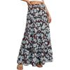 imageBTFBM Floral Maxi Skirts for Women Summer Spring 2026 Elastic Waist Tiered Flowy Beach Vacation Boho Midi Long SkirtFloral Brown Light Blue