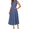 imageBTFBM Summer Dresses for Women 2026 Mock Neck Sleeveless High Waist Flowy Aline Maxi Spring Wedding Guest Dress CocktailGrey Blue