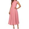 imageBTFBM Summer Dresses for Women 2026 Mock Neck Sleeveless High Waist Flowy Aline Maxi Spring Wedding Guest Dress CocktailPink