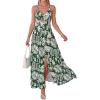 imageBTFBM Summer Dresses for Women 2026 Spring Floral Spaghetti Strap Smocked Cutout Maxi Dress Resort Beach Vacation OutfitLeaves Green