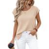 imageBTFBM Sweater Vest Women 2026 Spring Summer Cap Sleeve Crew Neck Casual Loose Business Tops Western Vacation OutfitsApricot