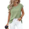 imageBTFBM Sweater Vest Women 2026 Spring Summer Cap Sleeve Crew Neck Casual Loose Business Tops Western Vacation OutfitsSage Green