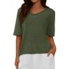 imageBTFBM Sweaters for Women 2026 Summer Oversized Half Short Sleeve Knitted Pullover V Neck Casual Loose Fit Spring TopsArmy Green