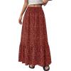 imageBTFBM Womens Boho Maxi Skirt 2026 Summer Floral High Waisted Flowy Tiered Long Spring Beach Vacation Skirts PocketsRed