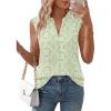 imageBTFBM Womens Summer Tops Dressy Casual 2026 Floral Eyelet Sleeveless Button Down Shirts Boho Beach Vacation OutfitsLight Green