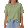 imageBTFBM Womens Summer Tops Lace Short Sleeve Shirts 2026 Spring Casual Loose Crew Neck Cotton Knit Cute Business BlousesLight Green