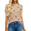 imageBTFBM Womens Sweaters Polka Dot Short Sleeve Sweater for Women Crew Neck Knit Summer Tops Business Dressy Casual BlousesApricot
