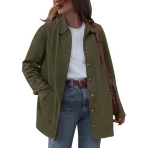 imageBTFBM Faux Suede Jacket Women Fall Fashion 2026 Leather Jackets Long Sleeve Button Down Winter Coats Shackets OuterwearArmy Green