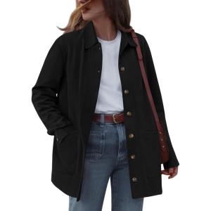 imageBTFBM Faux Suede Jacket Women Fall Fashion 2026 Leather Jackets Long Sleeve Button Down Winter Coats Shackets OuterwearBlack