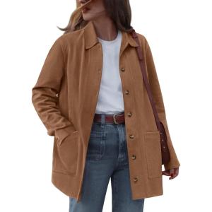imageBTFBM Faux Suede Jacket Women Fall Fashion 2026 Leather Jackets Long Sleeve Button Down Winter Coats Shackets OuterwearCamel